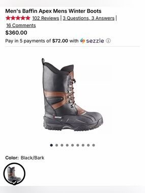 Men's Baffin Apex Mens Winter Boots Sz 14
